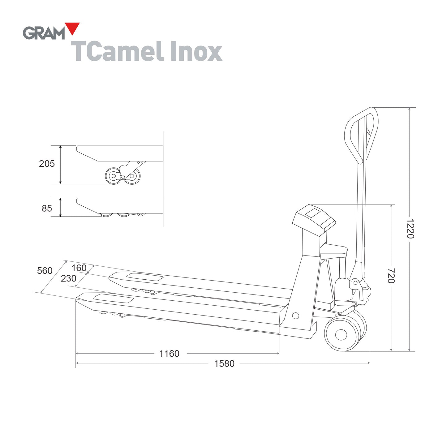 Gram TCamel 2T INOX 316 afmeting