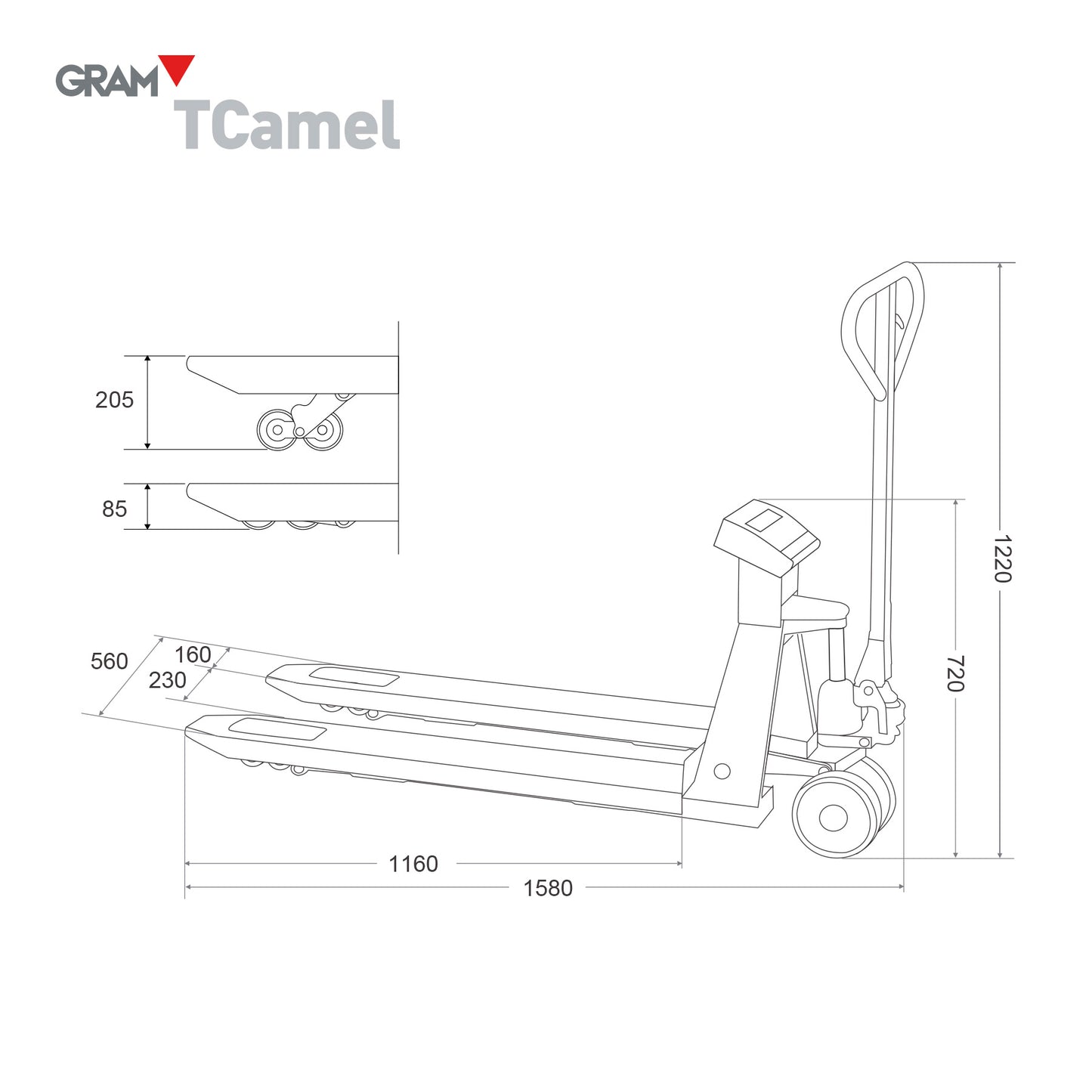 Gram TCamel 2T afmetingen