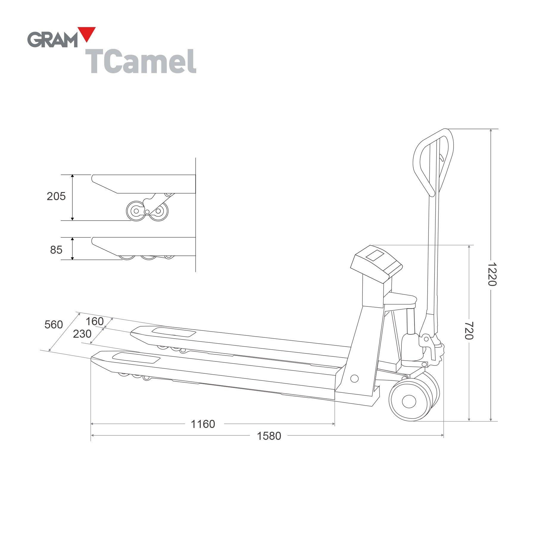 Gram TCamel 2T afmetingen